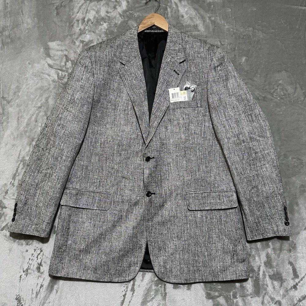 NWT Savile Row Mens 100% Silk Sport Coat Blazer Jacket Sz 44 Long Grey Classic